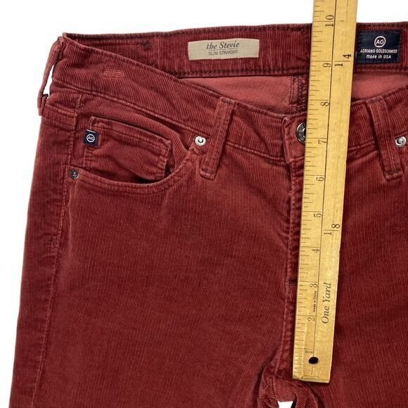 AG Adrian Goldschmied Jeans Women 27R Red Corduroy The Stevie Slim Straight Pant - Picture 8 of 14